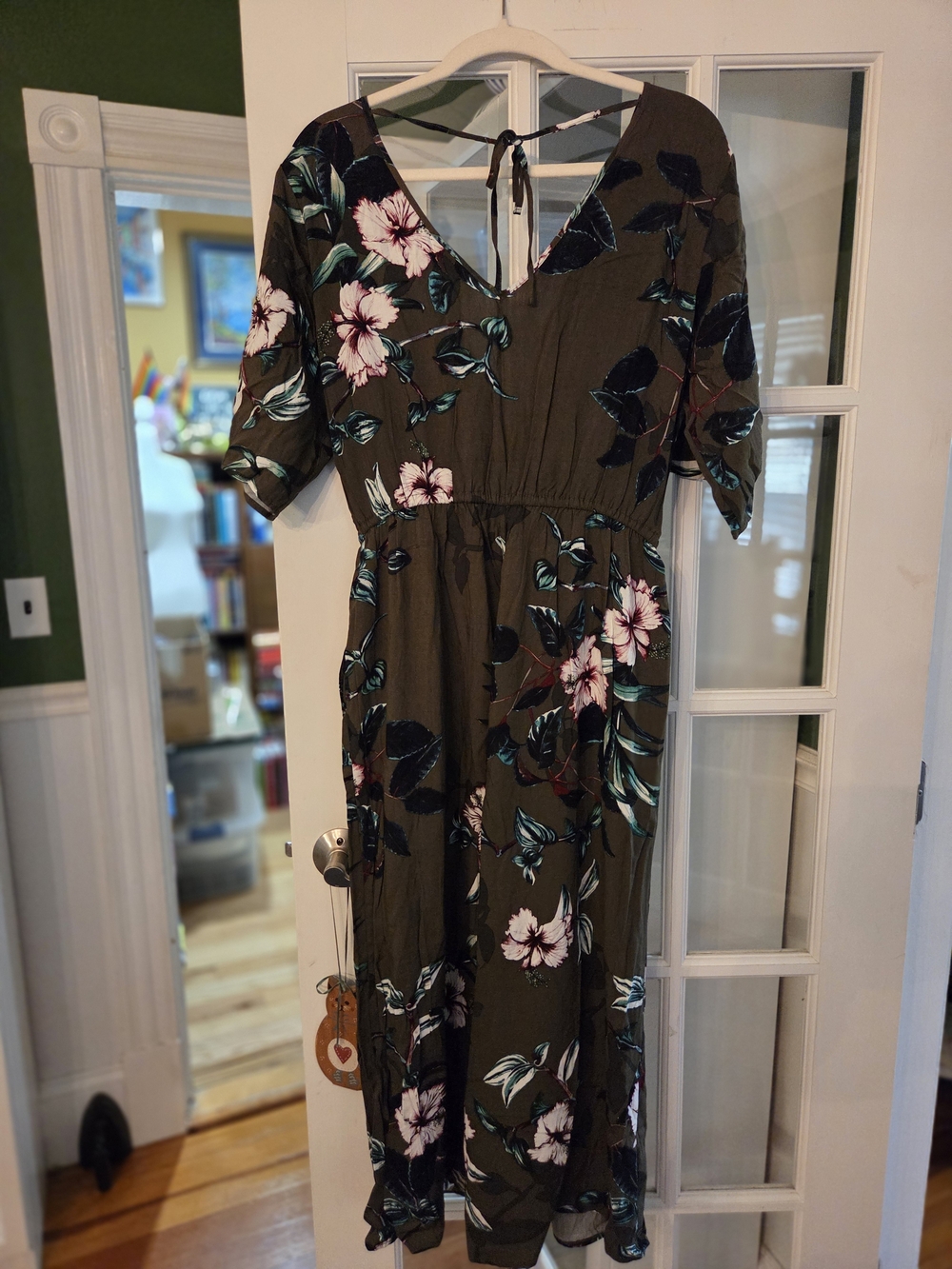 City Chic Floral Olive Green Midi Jumper - Women - Size 14 - Picture 2 of 11